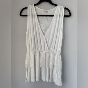 POL White Lace Boho Top